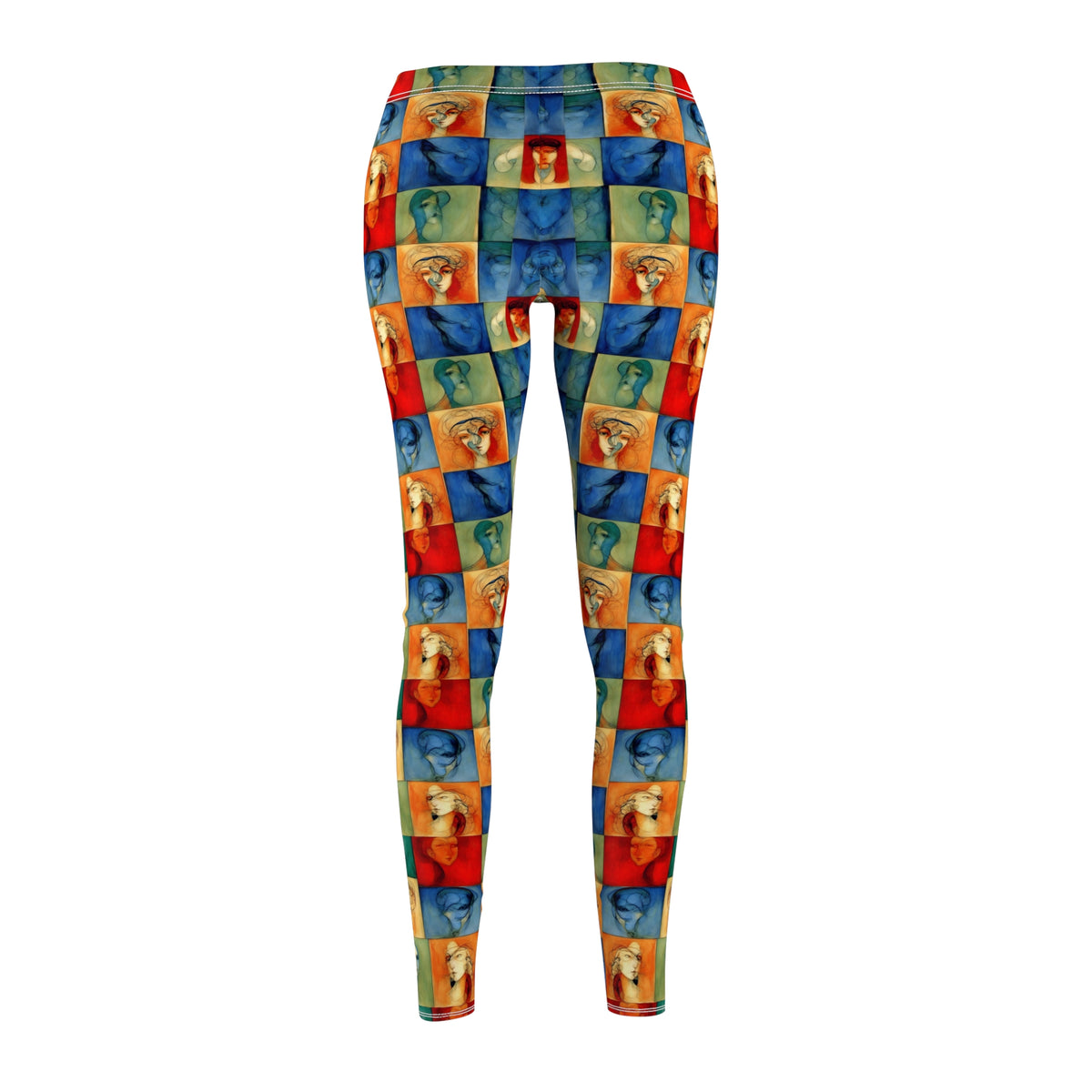 Checkerboard pattern leggings - Back view highlighting comfortable fit and pattern continuity
