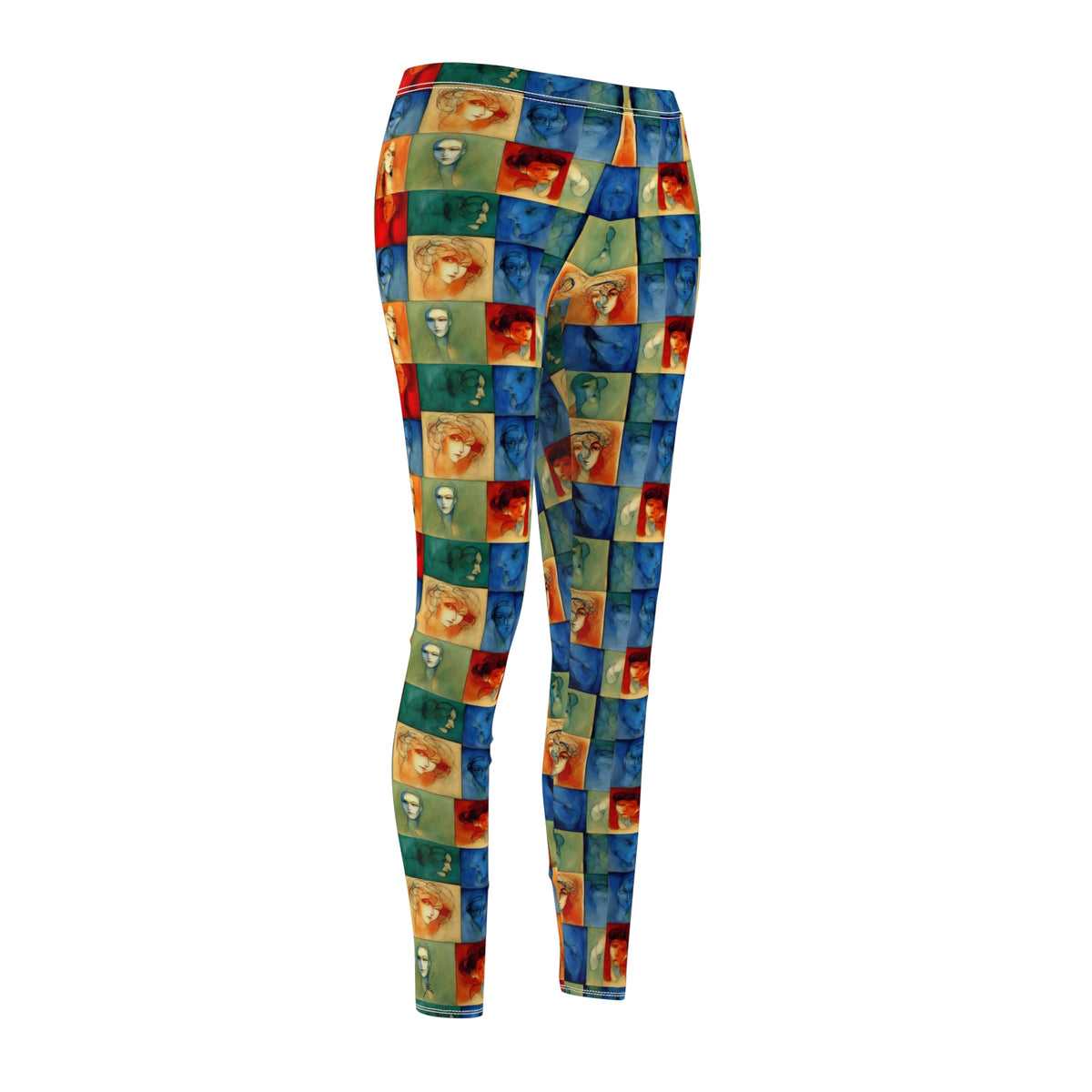 Checkerboard pattern leggings - Close-up detail of fabric texture and pattern