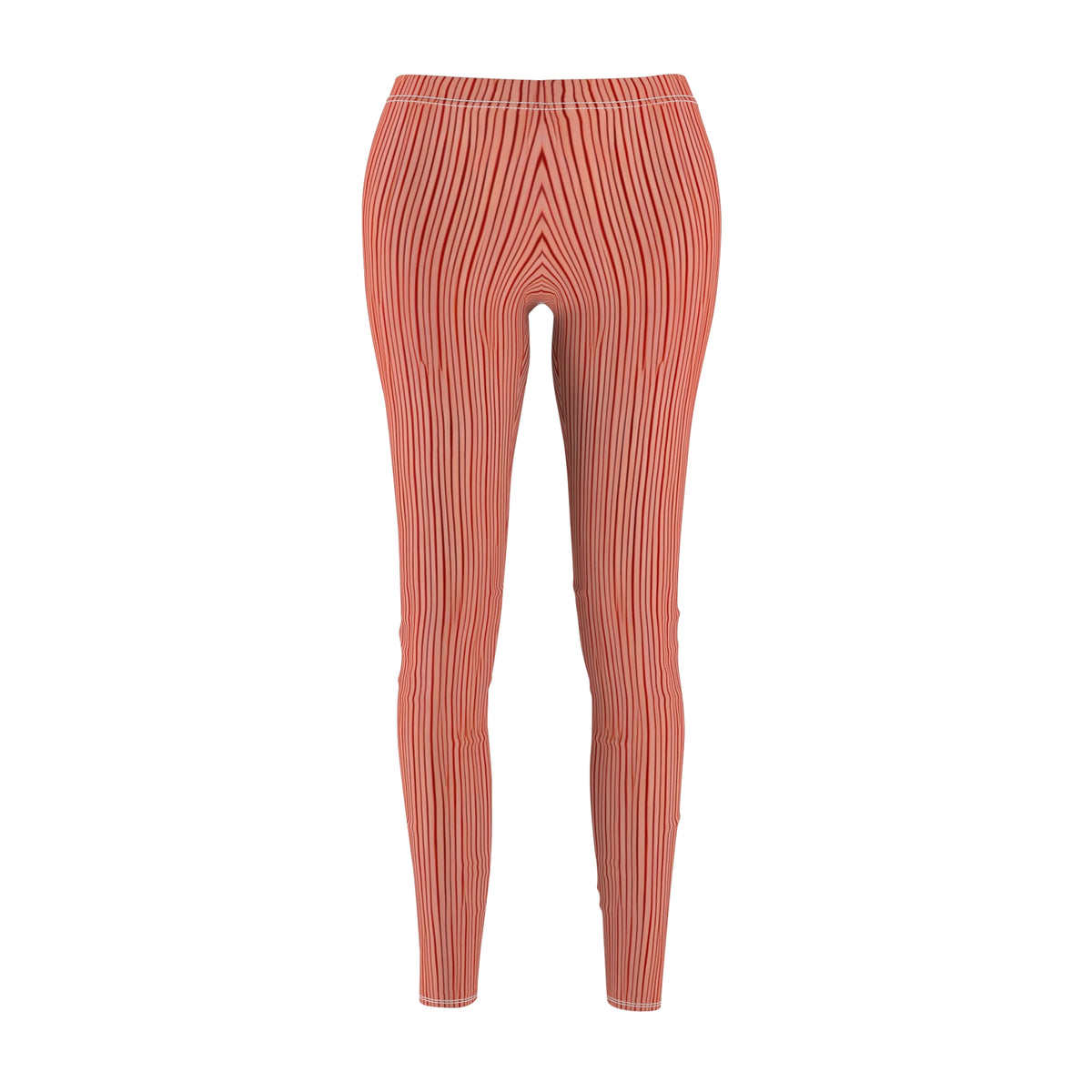 Front view of Candystripe Red Leggings showing vibrant pattern and comfortable fit